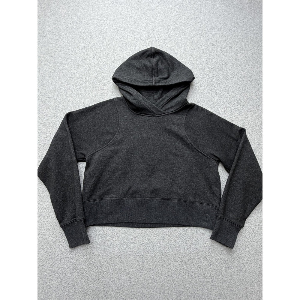 Lululemon Hoodie Womens Large Gray Cropped‎ Pullover Long Sleeve Knit Top Casual